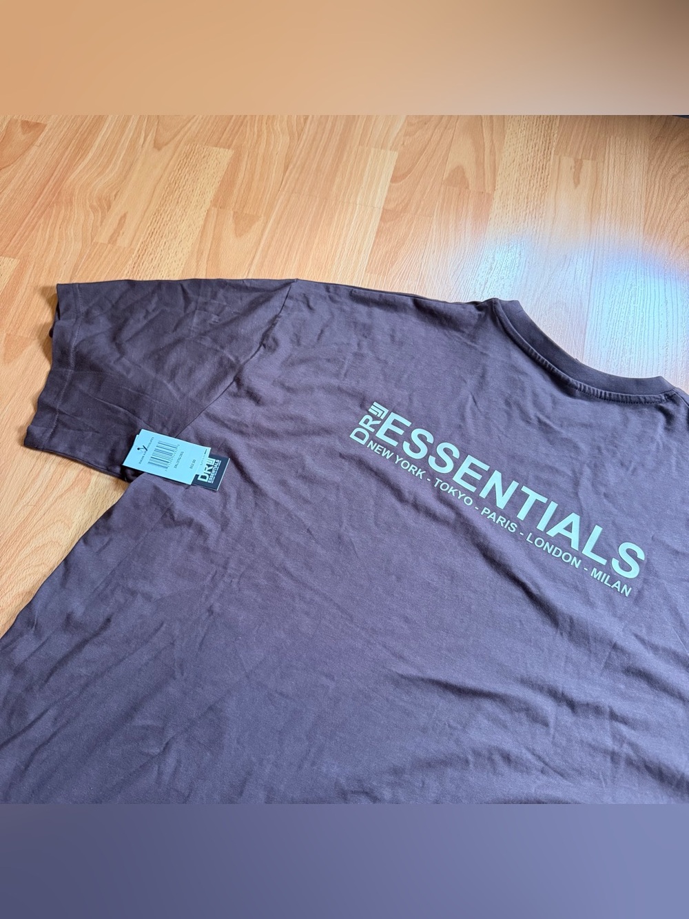 ESSENTIALS Men's Long Sleeve Logo Shirt in Dark Brown with Light Logo